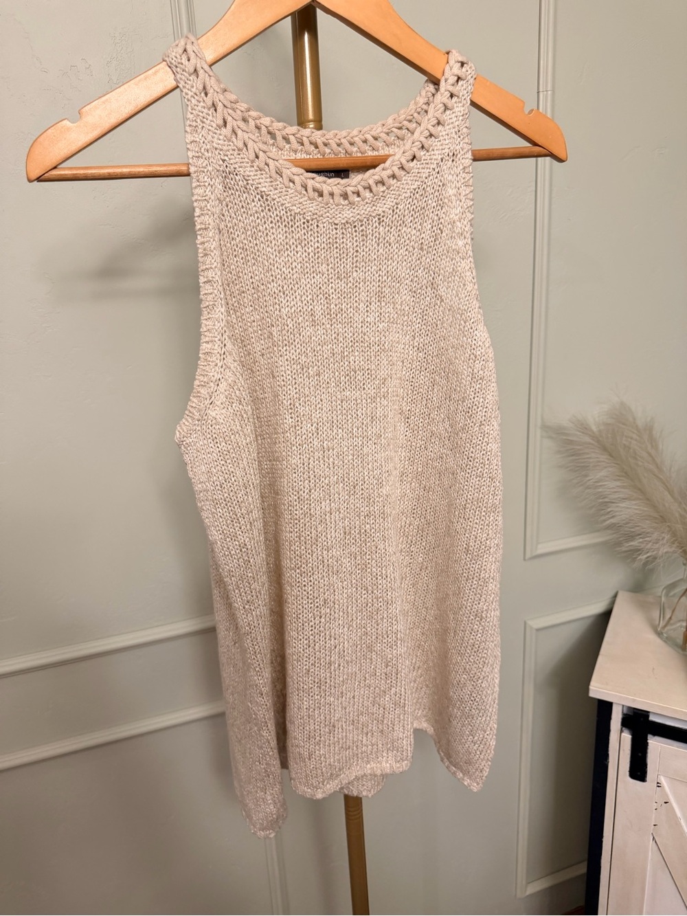 J. McLaughlin Cream Knit Tank with Braided Neckline MSRP $148